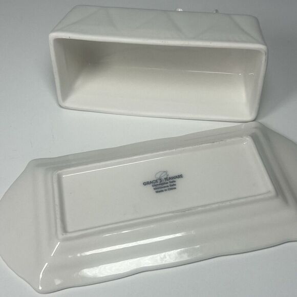 Grace's Teaware Off White Butter Dish with Roses - Picture 6 of 7